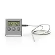 Lihalämpömittari | Ajastin / Hälytys | LCD-näyttö | 0 - 250 °C | Hopea / Musta - Nedis tuotteet - 5412810311859 - 1