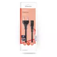 Sähköjohto | Euro Uros | IEC-320-C1 | Suora | Suora | Niklattu | 2.00 m | Litteä | PVC | Musta | Laatikko - Virtakaapelit ja liittimet - 5412810428489 - 66
