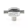 Satelliitti- ja antenni-sovitin | 2x koaksiaali uros | IEC (Coax) Naaras | Niklattu | 75 Ohm | T-jakaja | Metalli | Valkoinen | 1 kpl | Laatikko - Antenniliittimet ja adapterit - 5412810265619 - 11