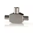 Satelliitti- ja antenni-sovitin | 2x koaksiaali uros | IEC (Coax) Naaras | Niklattu | 75 Ohm | T-jakaja | Metalli | Valkoinen | 1 kpl | Laatikko - Antenniliittimet ja adapterit - 5412810265619 - 1