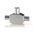 Satelliitti- ja antenni-sovitin | 2x koaksiaali uros | IEC (Coax) Naaras | Niklattu | 75 Ohm | T-jakaja | Metalli | Valkoinen | 1 kpl | Laatikko - Antenniliittimet ja adapterit - 5412810265619 - 43