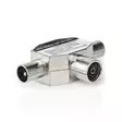 Satelliitti- ja antenni-sovitin | 2x koaksiaali uros | IEC (Coax) Naaras | Niklattu | 75 Ohm | T-jakaja | Metalli | Valkoinen | 1 kpl | Laatikko - Antenniliittimet ja adapterit - 5412810265619 - 41