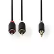 Stereoäänikaapeli | 3.5 mm uros | 2x RCA uros | Kullattu | 3.00 m | Pyöreä | Antrasiitti | Laatikko - Audiokaapelit - 5412810265039 - 10