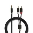 Stereoäänikaapeli | 3.5 mm uros | 2x RCA uros | Kullattu | 3.00 m | Pyöreä | Antrasiitti | Laatikko - Audiokaapelit - 5412810265039 - 1