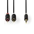 Stereoäänikaapeli | 3.5 mm uros | 2x RCA uros | Kullattu | 3.00 m | Pyöreä | Antrasiitti | Laatikko - Audiokaapelit - 5412810265039 - 3