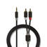Stereoäänikaapeli | 3.5 mm uros | 2x RCA uros | Kullattu | 3.00 m | Pyöreä | Antrasiitti | Laatikko - Audiokaapelit - 5412810265039 - 4