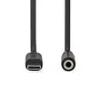 USB-C Sovitin | USB 2.0 | USB-C Uros | 3.5 mm naaras | 1.00 m | Pyöreä | Niklattu | PVC | Musta | Laatikko - Tietokone ja verkko - 5412810406869 - 10