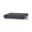 USB N Moniporttisovitin | USB 3.2 Gen 1 | USB-C Uros | 4x USB-A | Pyöreä | Niklattu | Musta | Ikkunallinen laatikko ja koukkupidike - USB-sovittimet ja telakointi - 5412810292639 - 40