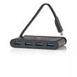 USB N Moniporttisovitin | USB 3.2 Gen 1 | USB-C Uros | 4x USB-A | Pyöreä | Niklattu | Musta | Ikkunallinen laatikko ja koukkupidike - USB-sovittimet ja telakointi - 5412810292639 - 41