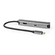 USB N Moniporttisovitin | 4-in-1 | USB 3.2 Gen 1 | USB-C Uros | HDMI Ulostulo / RJ45 Naaras / USB-A Naaras / USB-C Naaras | 5 Gbps | 0.20 m | Pyöreä | Kullattu | PVC | Antrasiitti | Laatikko - Tietokone ja verkko - 5412810414239 - 40