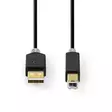 USB kaapeli | USB 2.0 | USB-A Uros | USB-B Uros | 480 Mbps | Kullattu | 1.00 m | Pyöreä | PVC | Antrasiitti | Laatikko - Tietokone ja verkko - 5412810335909 - 10