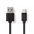 USB kaapeli | USB 2.0 | USB-A Uros | USB-C Uros | 15 W | 480 Mbps | Niklattu | 3.00 m | Pyöreä | PVC | Musta | Laatikko - Tietokone ja verkko - 5412810329519 - 1