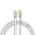 USB kaapeli | USB 2.0 | USB-C Uros | USB-C Uros | 100 W | 480 Mbps | Kullattu | 1.00 m | Pyöreä | Nailon / Punottu | Hopea | Laatikko kannella ja ikkunalla - Tietokone ja verkko - 5412810331109 - 1