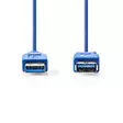 USB kaapeli | USB 3.2 Gen 1 | USB-A Uros | USB-A Naaras | 5 Gbps | Niklattu | 2.00 m | Pyöreä | PVC | Sininen | Laatikko - Tietokone ja verkko - 5412810289059 - 10