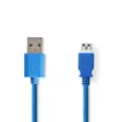 USB kaapeli | USB 3.2 Gen 1 | USB-A Uros | USB-A Naaras | 5 Gbps | Niklattu | 2.00 m | Pyöreä | PVC | Sininen | Laatikko - Tietokone ja verkko - 5412810289059 - 1