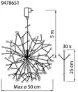 Bolan valokoriste 120led/5 vilkk dia 50 tuotteen mittakuvat=20 - Valokoristeet ja valohahmot - 6435200266699 - 8