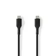 USB kaapeli | USB 2.0 | USB-C Uros | USB-C Uros | 240 W | 480 Mbps | Niklattu | 2.00 m | Pyöreä | PVC | Musta | Label - Tietokone ja verkko - 5412810421749 - 1