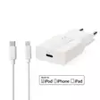 Seinälaturi | 20 W | GaN | PD3.0 | 1.67 A / 2.22 A / 3.0 A | Lähtöliitäntöjen määrä: 1 | USB-C | Lightning 8-Pin (irrallinen) Kaapeli | 1.00 m | Automaattinen Jännitteen Valinta | Valkoinen - Verkkolaturit - 5412810472819 - 50