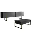 Anthracite Gold Olohuoneen Kalustesetti - 100% Melamiinipinnoitettu Lastulevy, TV-taso 180x30x47 cm, Pöytä 90x39x40 cm - Huonekalut - 8683742452119 - 11