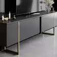 Anthracite Gold Olohuoneen Kalustesetti - 100% Melamiinipinnoitettu Lastulevy, TV-taso 180x30x47 cm, Pöytä 90x39x40 cm - Huonekalut - 8683742452119 - 7