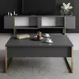 Anthracite Gold Olohuoneen Kalustesetti - 100% Melamiinipinnoitettu Lastulevy, TV-taso 180x30x47 cm, Pöytä 90x39x40 cm - Huonekalut - 8683742452119 - 4