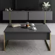 Anthracite Gold Olohuoneen Kalustesetti - 100% Melamiinipinnoitettu Lastulevy, TV-taso 180x30x47 cm, Pöytä 90x39x40 cm - Huonekalut - 8683742452119 - 3