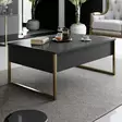 Anthracite Gold Olohuoneen Kalustesetti - 100% Melamiinipinnoitettu Lastulevy, TV-taso 180x30x47 cm, Pöytä 90x39x40 cm - Huonekalut - 8683742452119 - 5