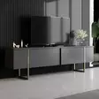 Anthracite Gold Olohuoneen Kalustesetti - 100% Melamiinipinnoitettu Lastulevy, TV-taso 180x30x47 cm, Pöytä 90x39x40 cm - Huonekalut - 8683742452119 - 6