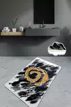 Antibakteerinen Musta Valkoinen Kulta Kylpymatto 80x100 cm - 100% Polyesteri, Konepestävä, Liukumaton, 10 mm Paksuus - Kylpyhuonematot ja kosteantilan matot - 8682870915039 - 1