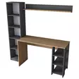 Työpöytä ja Kirjahylly Yhdistelmä - 100% Melamiinipinnoitettu Lastulevy - Pähkinä Antrasiitti - Mitat: 160x161,8x45 cm - Työpöydät - 8683742031819 - 6
