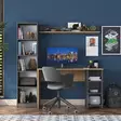 Työpöytä ja Kirjahylly Yhdistelmä - 100% Melamiinipinnoitettu Lastulevy - Pähkinä Antrasiitti - Mitat: 160x161,8x45 cm - Työpöydät - 8683742031819 - 1