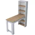Valkoinen Pähkinä Opiskelupöytä - 120x153,6x53,8 cm - 100% Melamiinipinnoitettu E1 Laatu - Useita Hyllyjä ja Säilytystilaa - Työpöydät - 8683743764679 - 5