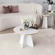 Kultavalkoinen Sohvapöytä - 100% Melamiinipinnoitettu Lastulevy, 18mm, 60x40x60cm, PVC-reunalistat, Helppo Koota - Sohvapöydät - 8684282402589 - 2