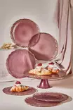 Damson Värinen Jälkiruokalautasetti 7-osainen - 100% Lasi, 21 cm Lautaset, 28 cm Teline, Ei Astianpesukoneeseen - Lautaset - 8684283784509 - 1