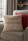 Joulutyylinen Beige Koristetyyny 43x43 cm - 100% Polyesteri, Konepestävä 20 °C, Pehmeä ja Kestävä Sisustuselementti - Koristetyynyt - 8684284032029 - 2