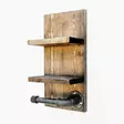 Koristeellinen Puu Seinä Hylly, 100% Kuusipuu, Pähkinä, 18x35x12 cm, Käsintehty, 5 kg Kantavuus, Helppo Asennus - Seinähyllyt - 8681875923599 - 3