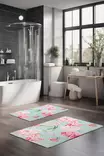 Kylpyhuonematto 2-osainen Setti, Monivärinen, 100% Polyesteri, 7 mm Nukka, 600 gr/m², Koko 40x60 cm ja 60x100 cm - Kylpyhuonematot ja kosteantilan matot - 8684283195459 - 2