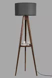 Lattiavalaisin, saksanpähkinänharmaa, 176 cm korkea, luonnollinen, käytännöllinen - Lattia- ja pöytävalaisimet - 8681875644609 - 3