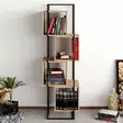 Moderni ja Teollinen Kirjahylly - 52x160x38 cm - Pähkinä/Musta - Metalli- ja Melamiinipinnoite - Useita Hyllyjä - Kirjahyllyt - 8681875670769 - 3
