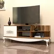 Moderni TV-taso, Pähkinä Valkoinen, 130x50,6x45 cm, 100% Melamiinipinnoitettu, Useita Hyllyjä, Kiinnitettävä Seinäkiinnitys - TV-tasot - 8681875184839 - 2
