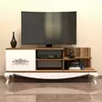 Moderni TV-taso, Pähkinä Valkoinen, 130x50,6x45 cm, 100% Melamiinipinnoitettu, Useita Hyllyjä, Kiinnitettävä Seinäkiinnitys - TV-tasot - 8681875184839 - 3