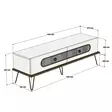 Moderni TV-taso, Tammi, 100% Melamiinipinnoitettu Lastulevy, 18mm, CNC Relief 4mm, Metallijalat, 145x45x40cm, Useita Hyllyjä - TV-tasot - 8681875184549 - 5