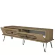 Moderni TV-taso, Tammi, 100% Melamiinipinnoitettu Lastulevy, 18mm, CNC Relief 4mm, Metallijalat, 145x45x40cm, Useita Hyllyjä - TV-tasot - 8681875184549 - 1