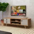 Moderni TV-taso, Tammi Valkoinen, 100% Melamiinipinnoitettu, 120x53x40 cm, 2 Vetolaatikkoa, Useita Hyllyjä - TV-tasot - 8681875126839 - 3