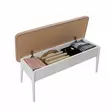 Moderni Valkoinen Kivipenkki - 100% Melamiinipinnoitettu Lastulevy, 100% Sametti, Sarviapilajalat, Säilytystila, 110x85x40 cm - Penkit - 8682870773899 - 2
