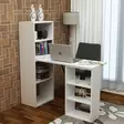 Moderni Valkoinen Opiskelupöytä - 100% Melamiinipinnoitettu Lastulevy, Useita Hyllyjä, Kiinnitettävä Kaappi, 90x70x40 cm - Työpöydät - 8681181980569 - 2