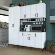 Monikäyttöinen Kaappi - Valkoinen, 180x198,6x40 cm, 100% Melamiinipinnoitettu E1 Laatu Lastulevy, 18 mm Paksuus - Kaapit ja lipastot - 8684282481089 - 2