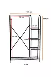 Musta Metallinen Hall Standi - Tyylikäs ja Kestävä Sisääntulokaluste - Leveys 105cm, Korkeus 163cm, Syvyys 31cm - Eteiskaapit - 8684282608349 - 8