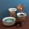 Ruokailuastiasto (18 osaa), valkoinen sininen, 25 x 25 x 2 cm, kestävä, helppo puhdistaa - Lautaset - 8682870174689 - 3