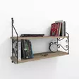Ruskea Seinä Hylly, 100% Melamiinipinnoitettu Lastulevy, 72x51x20 cm, Metallituki, Itämainen Design, Asennusvalmis - Seinähyllyt - 8681181789049 - 2